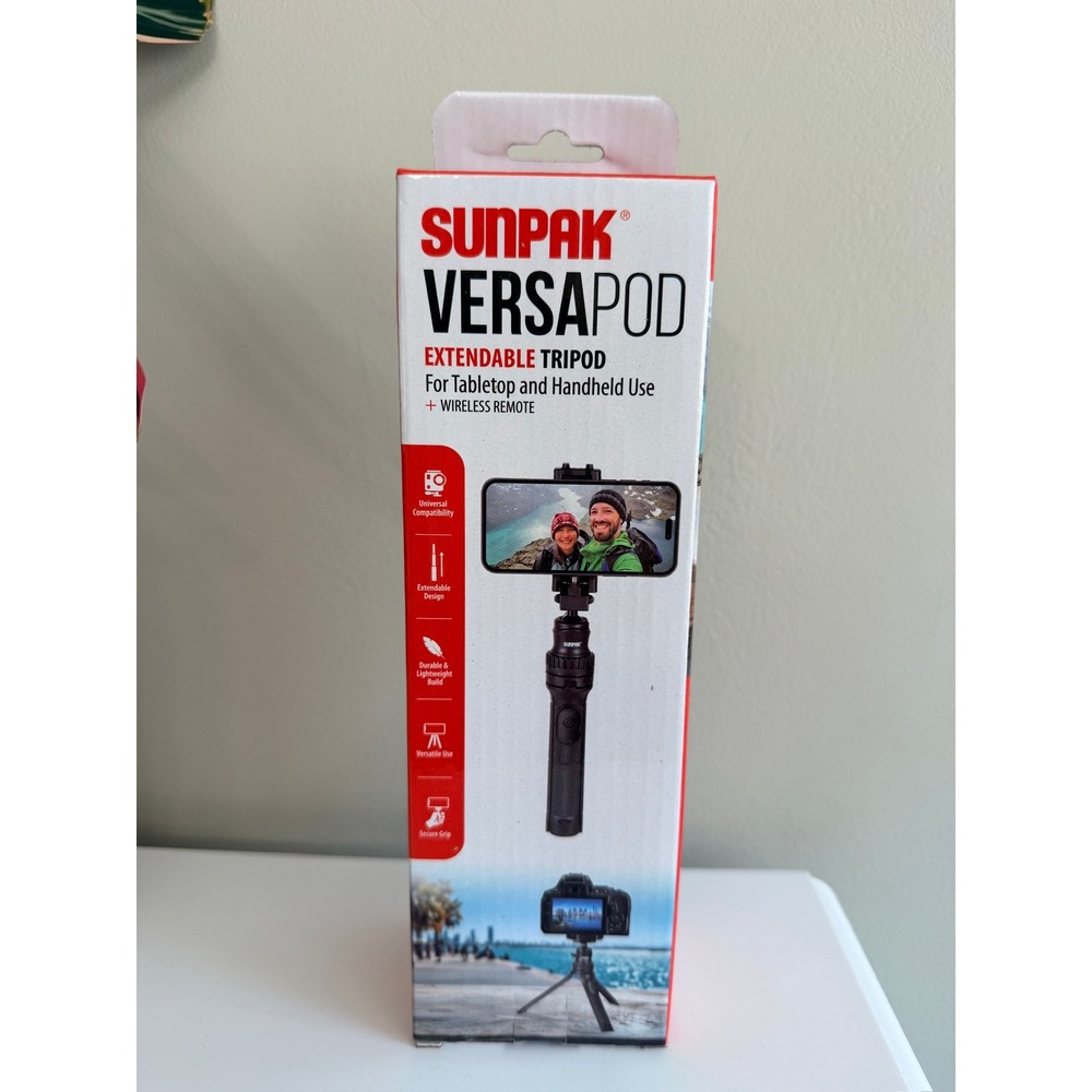 Sunpak VersaPod Extendable Tripod Unisex OS Black Wireless Remote NWT